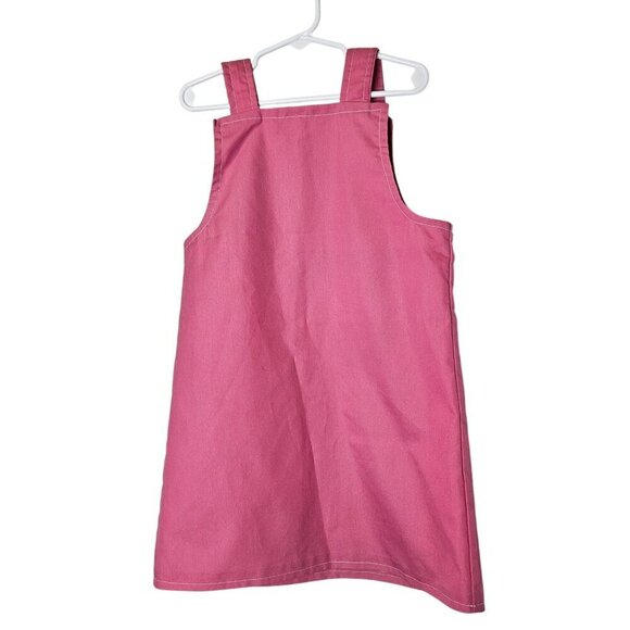 Homemade Pink & Ditzy Floral Girls Pinafore Dress With Pocket size 10 Cottage - Picture 2 of 5